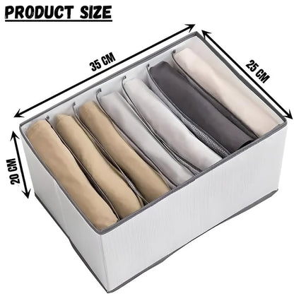 Wardrobe Organizer – 7 Grids Clothing Storage with Handle – 6 Pieces - Durable Nylon Fabric Organizer for Closet, Drawer, and Bedroom – Clothes Storage Solution for Jeans, Shirts, Sweaters
