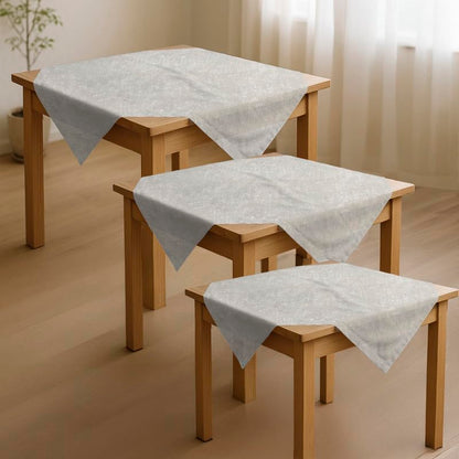 INTEX HOME Tablecloth Set, Semi-Transparent Linen Fabric, Square Design, Lightweight and Wrinkle-Resistant, 80×80 cm Each, Set of 3, Off-White, Elegant Table Covers for Dining and Kitchen