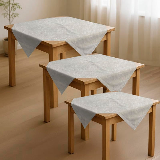 INTEX HOME Tablecloth Set, Semi-Transparent Linen Fabric, Square Design, Lightweight and Wrinkle-Resistant, 80×80 cm Each, Set of 3, Off-White, Elegant Table Covers for Dining and Kitchen