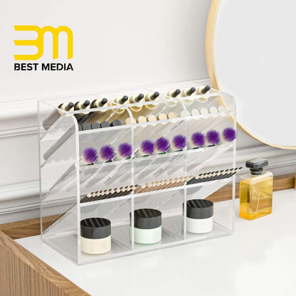 Multi-Functional DIY Clear Acrylic Pen Holder and Desktop Organizer Box, Customizable Stationary Storage Rack for School, Home, and Office Art Supplies, Modular and Easy to Assemble
