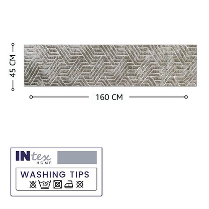 INtex Home Table Runner, Nadia’s Geometric Design in Heavy Duty Velvet Linen Fabric, Elegant Rectangular Accent for Reception Living Room or Special Occasions - 1 Pc- 40 x 130 cm - Café