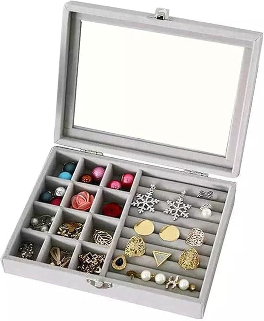 Plush Jewelry Storage Box (Gray)