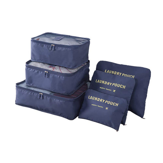 Waterproof Multipurpose Travel Luggage Organizer Storage Pouches Kit With Zipper Closure Pockets Made From Materials Practical For Long Trips Set Of 6 Pieces - Random Color