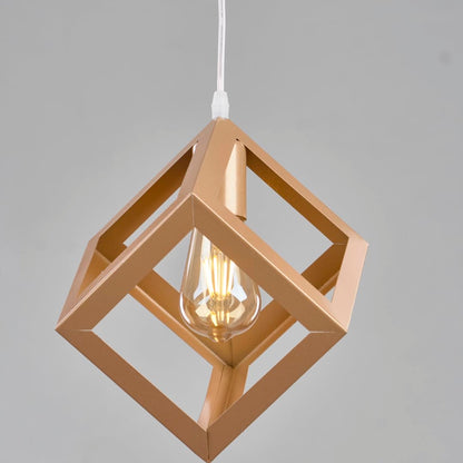 دلايه سقف علي شكل مكعب ذهبي من نجفة شوب Nagafa shop gold cube pendant MGD1019