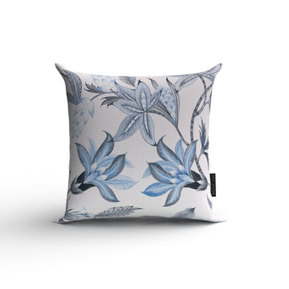 Blue Rosie Velvet Cushion Cover in Blue & White, a plush decorative pillow with an elegant floral rose design, 40x40 cm, adds a touch of timeless romance and luxurious softness to any room