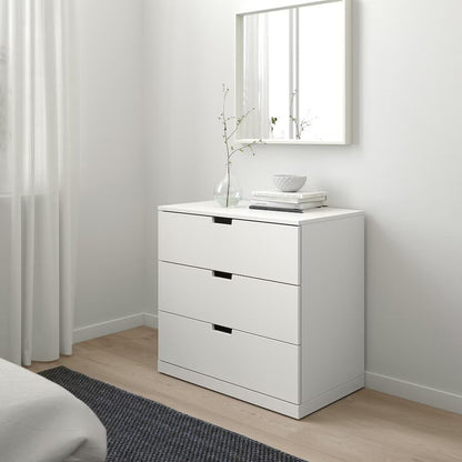 Storage Unit in White, 80x80x75cm, Modern Cube Cabinet with Doors and Open Shelves, Versatile Sideboard or Cupboard for Living Room or Office, Geometric Design