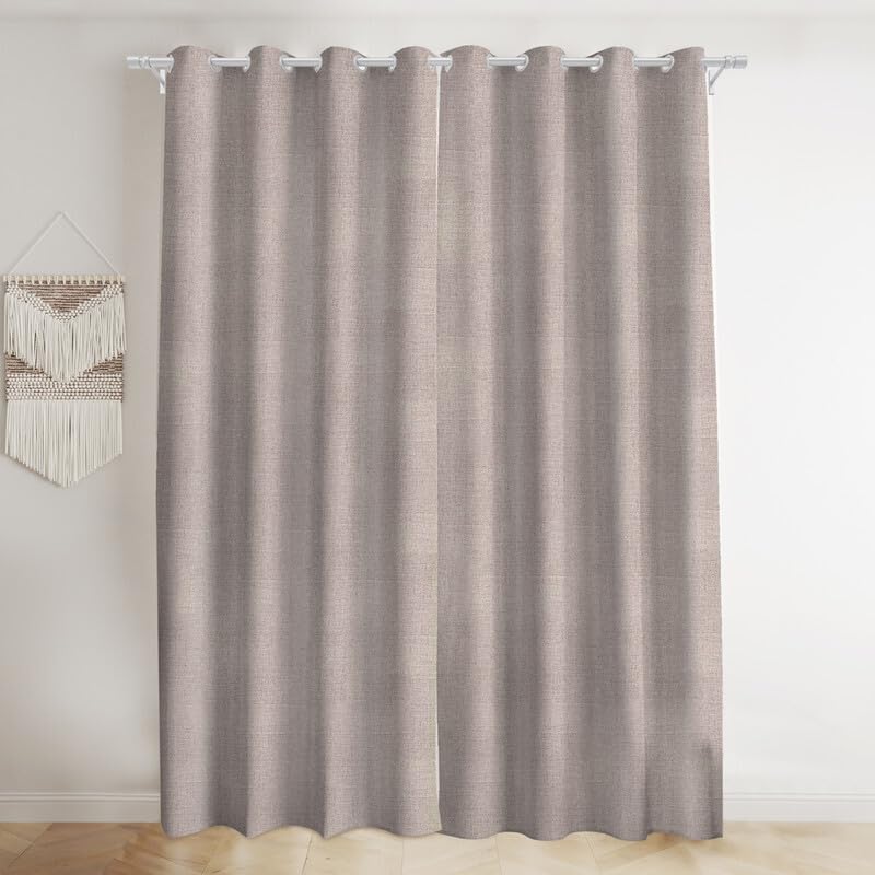 INtex CURTAINS HOUSE Natural Linen Semi-Sheer Window Drapes, Light-Filtering Privacy Curtains for Bedroom and Living Room, Steel Grommets, 2 Panels Cafe 130W x 265L
