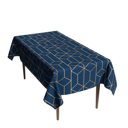 Tableau Waterproof Tablecloth in Blue & Gold, a 140x300 cm Rectangular Table Cover from Artistic Spillproof Polyester, an Elegant Stain-Resistant Protector for your Large Dining Table