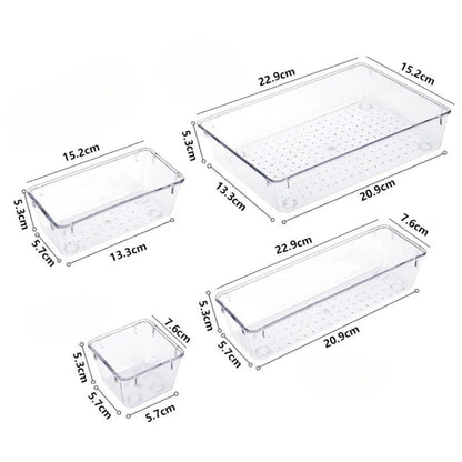 Happy Home Clear Drawer Organizer Storage Box for Makeup, Bathroom, Kitchen & Office