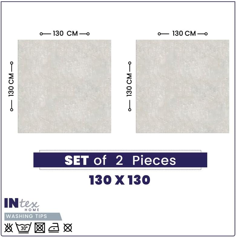 Tablecloth Set, Semi-Transparent Linen Fabric, Square Design, Lightweight and Wrinkle-Resistant, 130×130 CM Each, Set of 2, Off-White, Elegant Table Covers for Dining and Kitchen