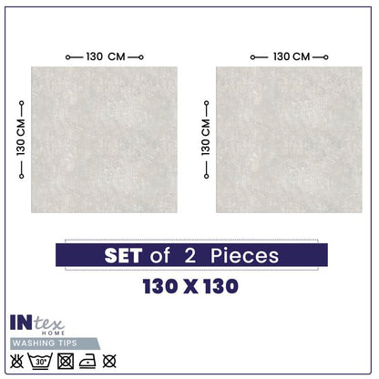 INTEX HOME Tablecloth Set, Semi-Transparent Linen Fabric, Square Design, Lightweight and Wrinkle-Resistant, 130×130 cm Each, Set of 2, Off-White, Elegant Table Covers for Dining and Kitchen