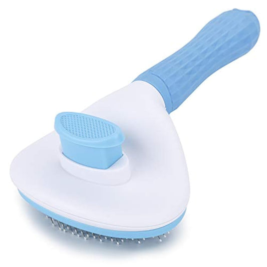 Self Cleaning Slicker Brush, Pet Grooming Shedding Brush - Easy to Remove Loose Undercoat, Pet Massaging Tool Suitable for Pets with Long or Short Hair (Assorted Colors) - EP-GM-135-BLU_M