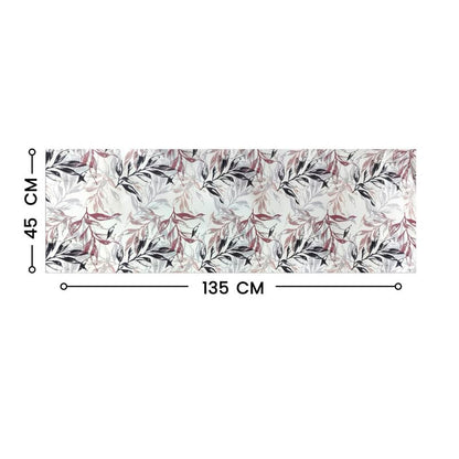 INtex HOME Linen Velvet Table Runner, 45 x 130 cm, Modern Leaves Design, Elegant Rectangular Tablecloth for Dining, Living Room and Kitchen, Soft, Durable - Café x Brown - Single Piece