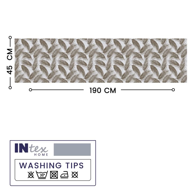 INTEX HOME Linen Velvet Table Runner, Bella Leaf Pattern, Premium Soft Fabric, 45W×135L CM, Turquoise, Elegant Dining and Living Room Decor, Luxurious Protection for Daily Use and Special Occasions