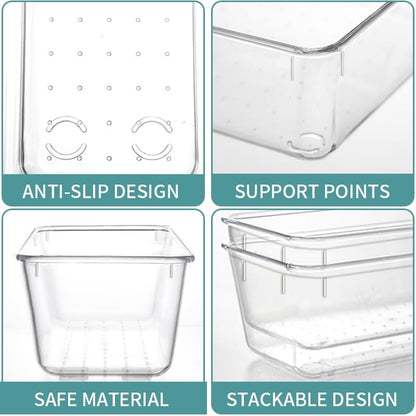 LUMOZA 25 PCs Clear Drawer Organizer Tray Set 4 Sizes of Makeup Drawer Organize Acrylic Organizer Bins for Jewelry Kitchen Gadgets and Office Supplies