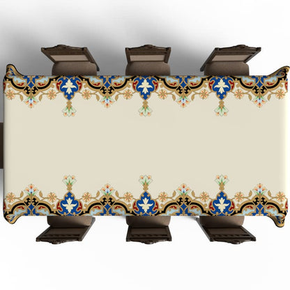 Islamic Unique Taj Waterproof Tablecloth, a Multicolor 140x300 cm Rectangular Table Cover of Spillproof Polyester, a Majestic and Durable Protector for Large Dining Tables and Events