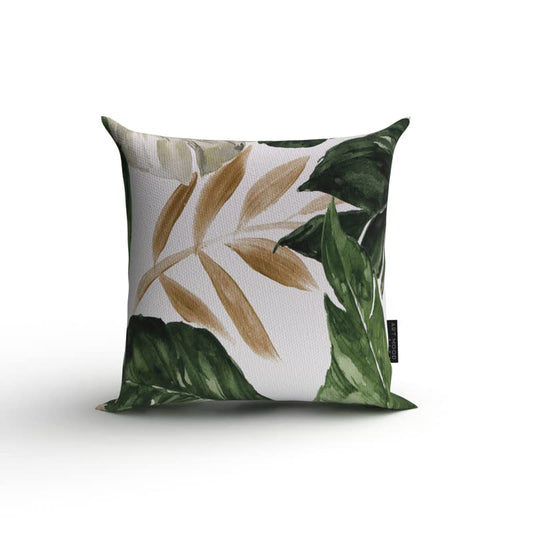 Richy Leaf Canvas Cushion Cover, a multicolor decorative pillow with a lush, botanical leaf pattern, 40x40 cm, crafted from durable fabric for a vibrant and naturalistic home accent