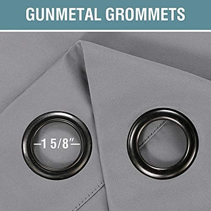Gray Blackout Curtains - steel Grommets - thermal Insulated fabric – for room darkness – 1 panel