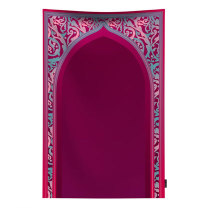 Waterproof Prayer Mat in Fuchsia and Turquoise, 68x117 cm, a durable and easy-to-clean rug perfect for both indoor and outdoor use, providing a comfortable and reliable prayer surface