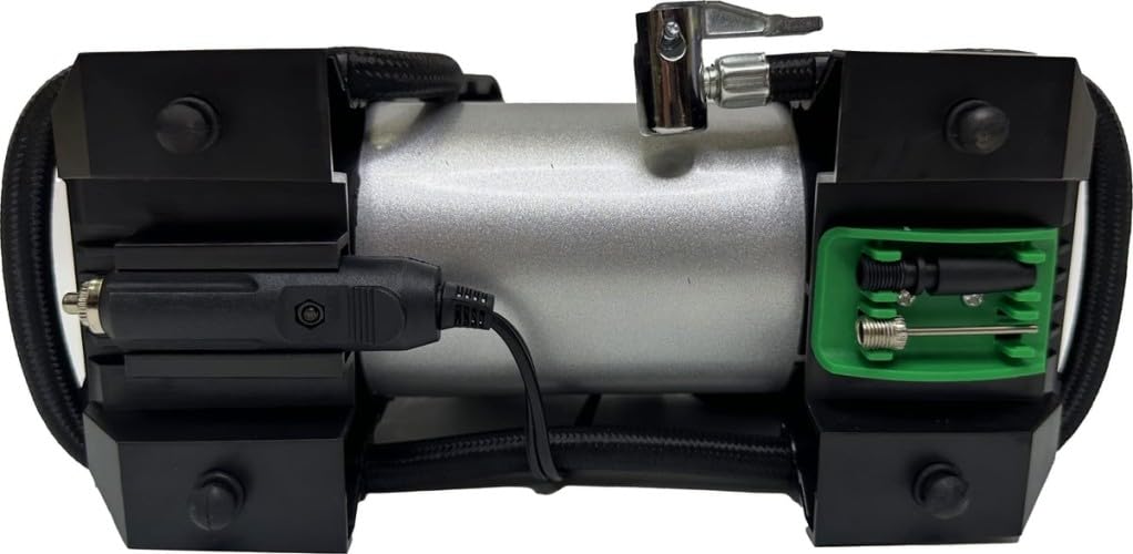 tyre inflator air compressor KAP12-150 2 pistons 45l/m 150 watt cars, bicycle, balls with led flash light