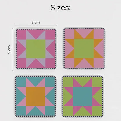 Acrylic Coaster Set of 4, 9×9 cm, Heat and Moisture Resistant Drink Coasters, Mountain Landscape Design, Acrylic for Coffee Tables Desks Dining Decor, Set of Decorative Mats