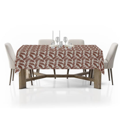 INTEX HOME Linen Velvet Table Cloth, Bella Leaf Pattern, Premium Soft Fabric, 130W×130L CM, Turquoise, Elegant Dining and Living Room Decor, Durable Protection for Daily Use and Special Occasions