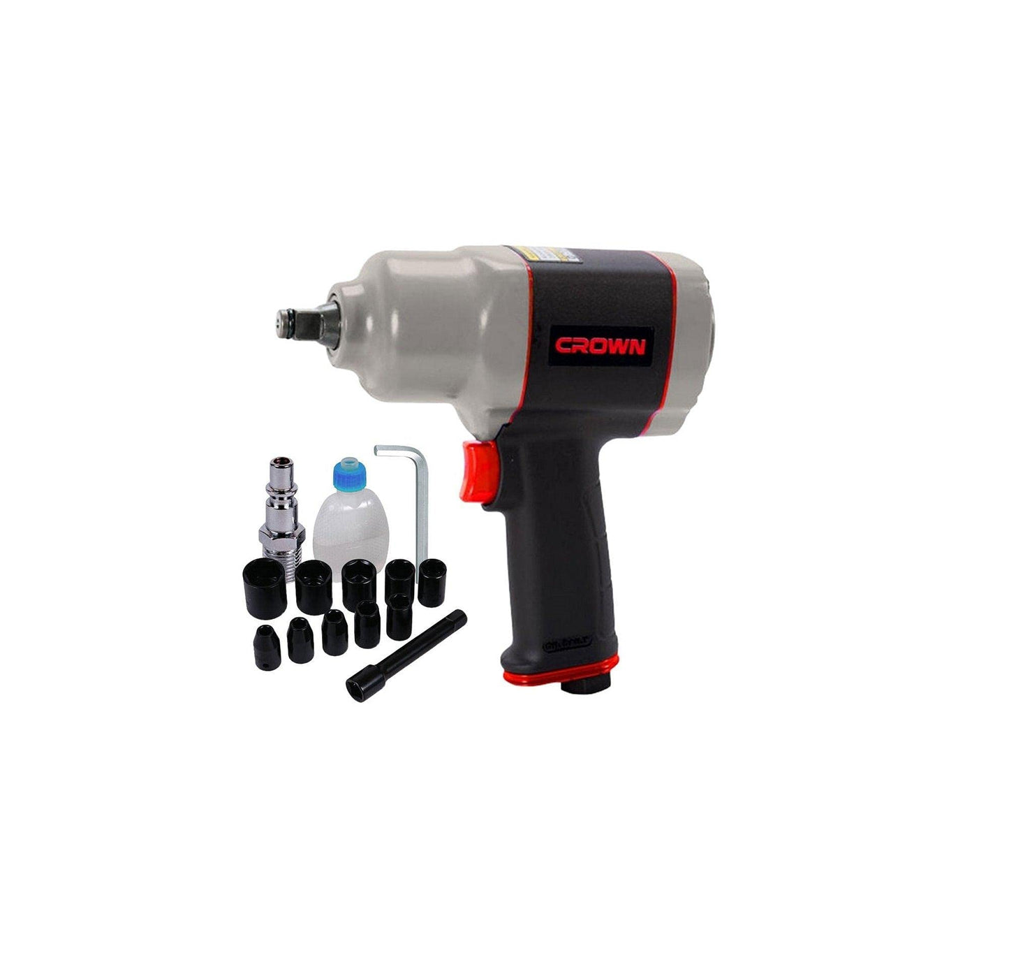 Crown CT38113 Pneumatic Impact Wrench, 660 Nm, 12.7 mm - Grey and Black