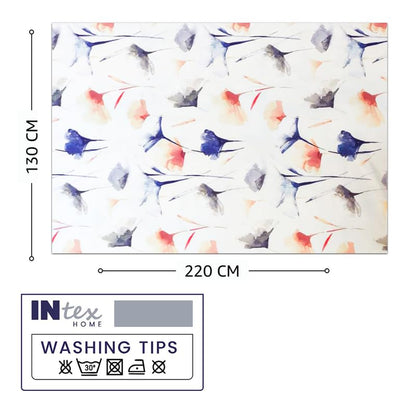 INTEX HOME Tablecloth, Sou Floral Pattern, Rectangle Design, Premium Linen Velvet Fabric, Ultra-Soft and Wrinkle-Resistant, 130×190 cm, 1 Piece, Elegant Table Cover for Dining, Kitchen, or Living Room