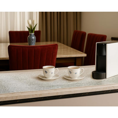 INtex Home Linen Table Runner with V-Shaped End, DAS Printed Rectangle Design for Reception Living Room and Kitchen Tables, for Dining and Home Décor, 1 Piece - 45x160 cm - Off-White