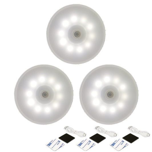 Lengenda Motion Sensor Night Light, USB Rechargeable Human Body Induction Night Lights-Anywhere Wall Light Step Light Stair Light for Bedroom/Cabinet/Kitchen/Entrance (3 Pack, White)