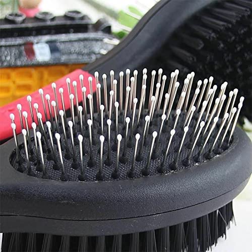TadKeep Dog Brush for Grooming Pet Double Sided 2 in 1 Pin & Bristle Soft - Slicker Detangling Comb Cat and Shedding, Removing, Dirt Cleaning Short or Long Hair, Black, L