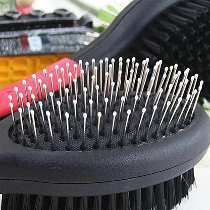 TadKeep Dog Brush for Grooming Pet Double Sided 2 in 1 Pin & Bristle Soft - Slicker Detangling Comb Cat and Shedding, Removing, Dirt Cleaning Short or Long Hair, Black, L