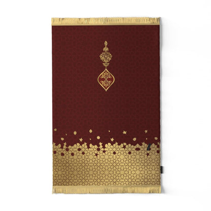 Al Hudda Soft Premium Velvet Prayer Mat - Prayer Rug Designed With Classic And Islamic Art Inspiration - High-Quality Soft, Comfortable