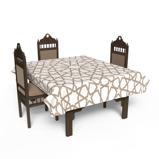 Islamic Nova Waterproof Tablecloth, a Multicolor 140x140 cm Square Table Cover of Spillproof Polyester, a Celestial-Themed Protector for a Unique and Spiritual Dining Setting