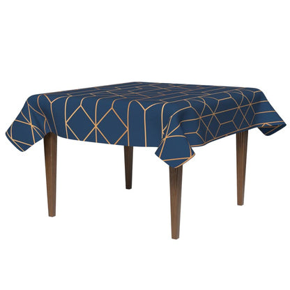 Tableau Waterproof Tablecloth in Blue & Gold, a 140x140 cm Square Table Cover made from Artistic Spillproof Polyester, an Elegant Stain-Resistant Protector for your Dining Table