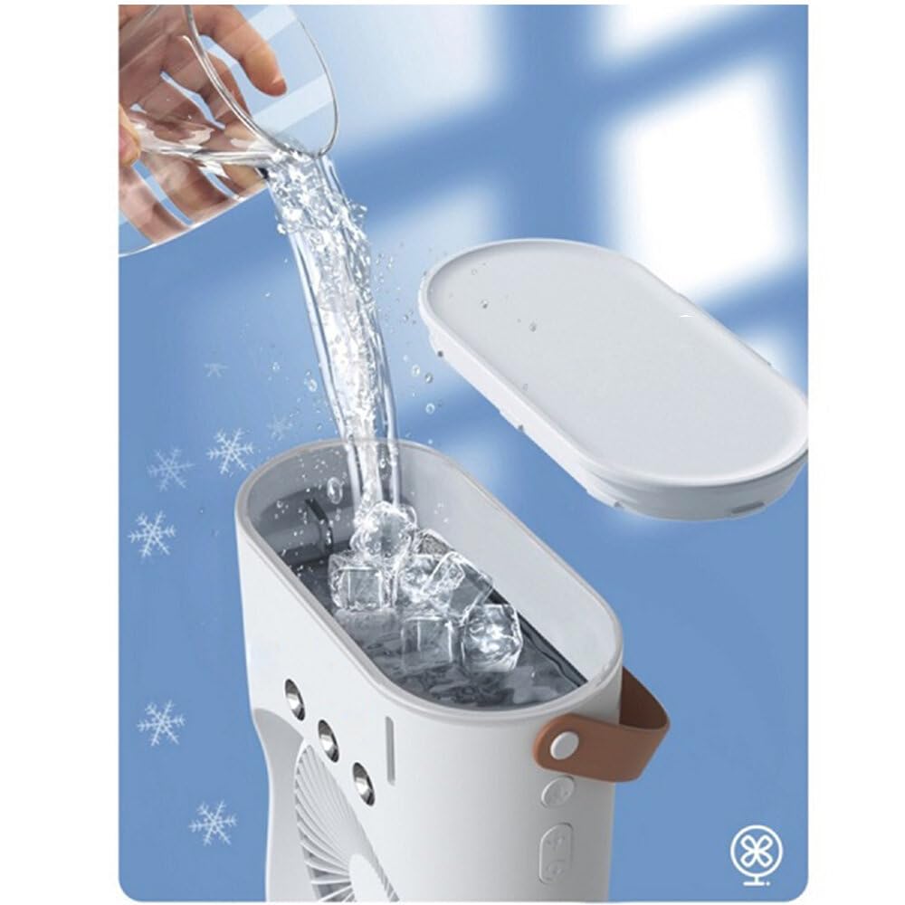 Portable Cooling Fan with Remote Control, 3 Speed Modes, Rotatable with water Tank Mini Air Cooler, Mist Cooling Fan