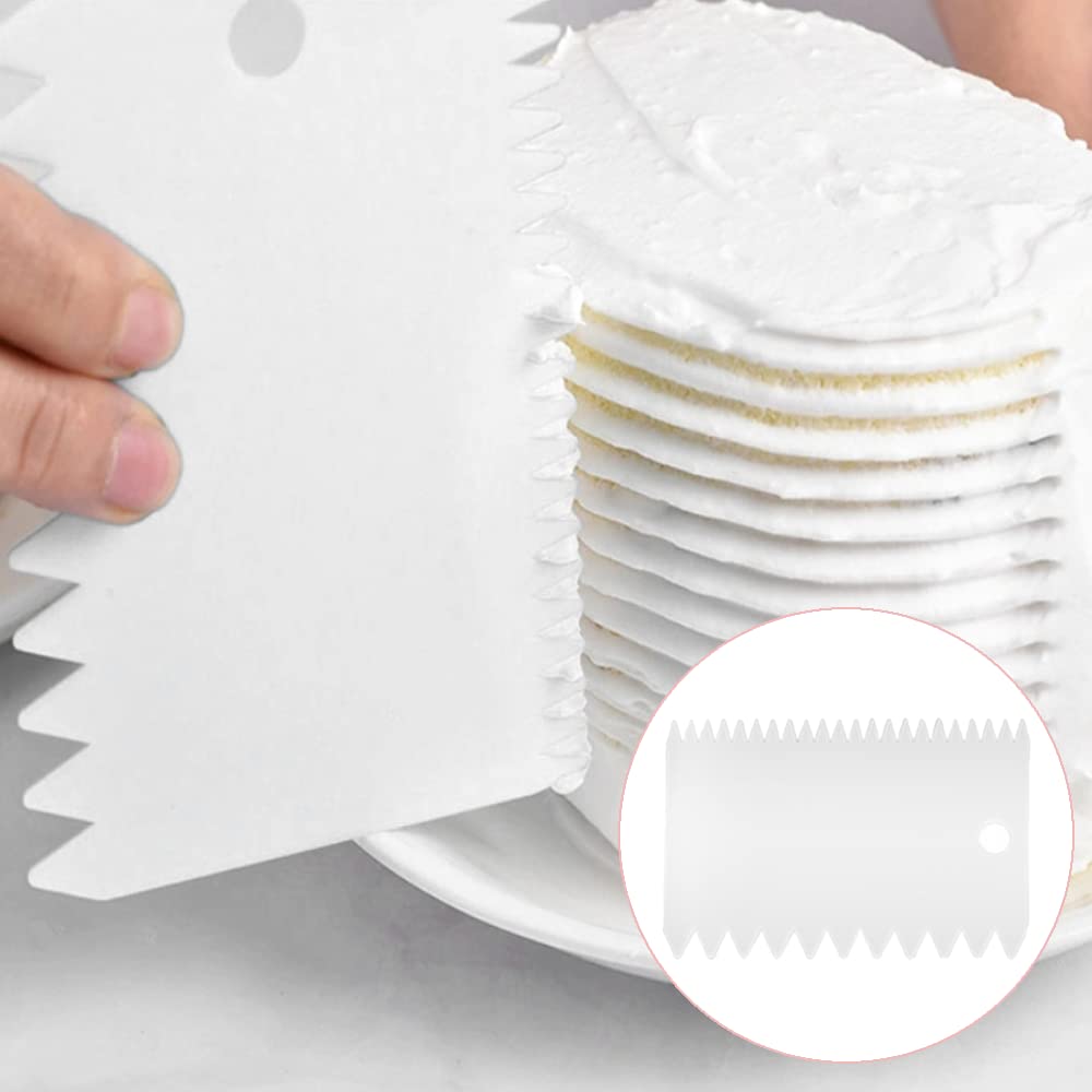 FYACCD Dough Scraper, 3 Pieces Plastic Dough Scraper Set, Cream Scraper, Cream Edge Smoothing Comb Tool for Cake Edge Decorating