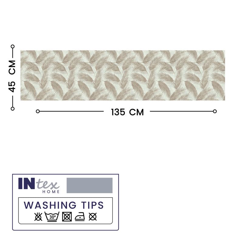 INTEX HOME Linen Velvet Table Runner, Bella Leaf Pattern, Premium Soft Fabric, 45W×135L CM, Turquoise, Elegant Dining and Living Room Decor, Luxurious Protection for Daily Use and Special Occasions