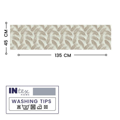 INTEX HOME Linen Velvet Table Runner, Bella Leaf Pattern, Premium Soft Fabric, 45W×135L CM, Turquoise, Elegant Dining and Living Room Decor, Luxurious Protection for Daily Use and Special Occasions