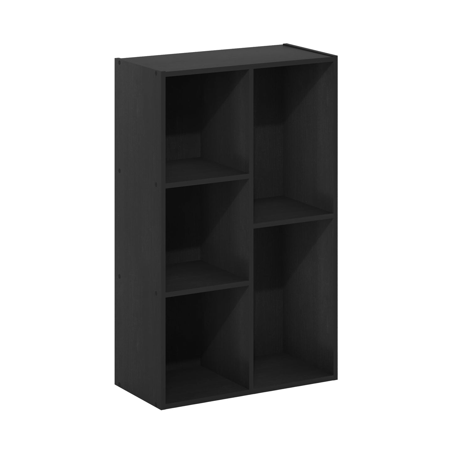5-Tier Narrow Vertical Wall Unit, Tall Column Floating Storage Organizer and Utility Shelf for Bedroom or Living Room, Space-Saving Design in a White Laminate Finish