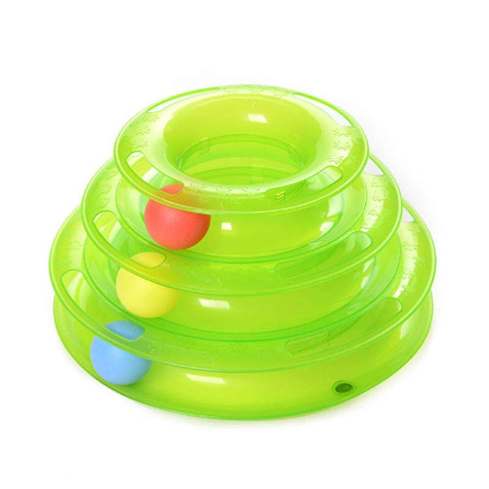 Pet Toys Cat Dog Interactive Tower of Tracks Pet Crazy Ball Disk Toy Green