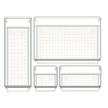 Happy Home Clear Drawer Organizer Storage Box for Makeup, Bathroom, Kitchen & Office