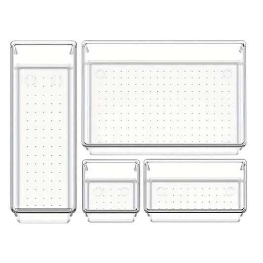 Happy Home Clear Drawer Organizer Storage Box for Makeup, Bathroom, Kitchen & Office