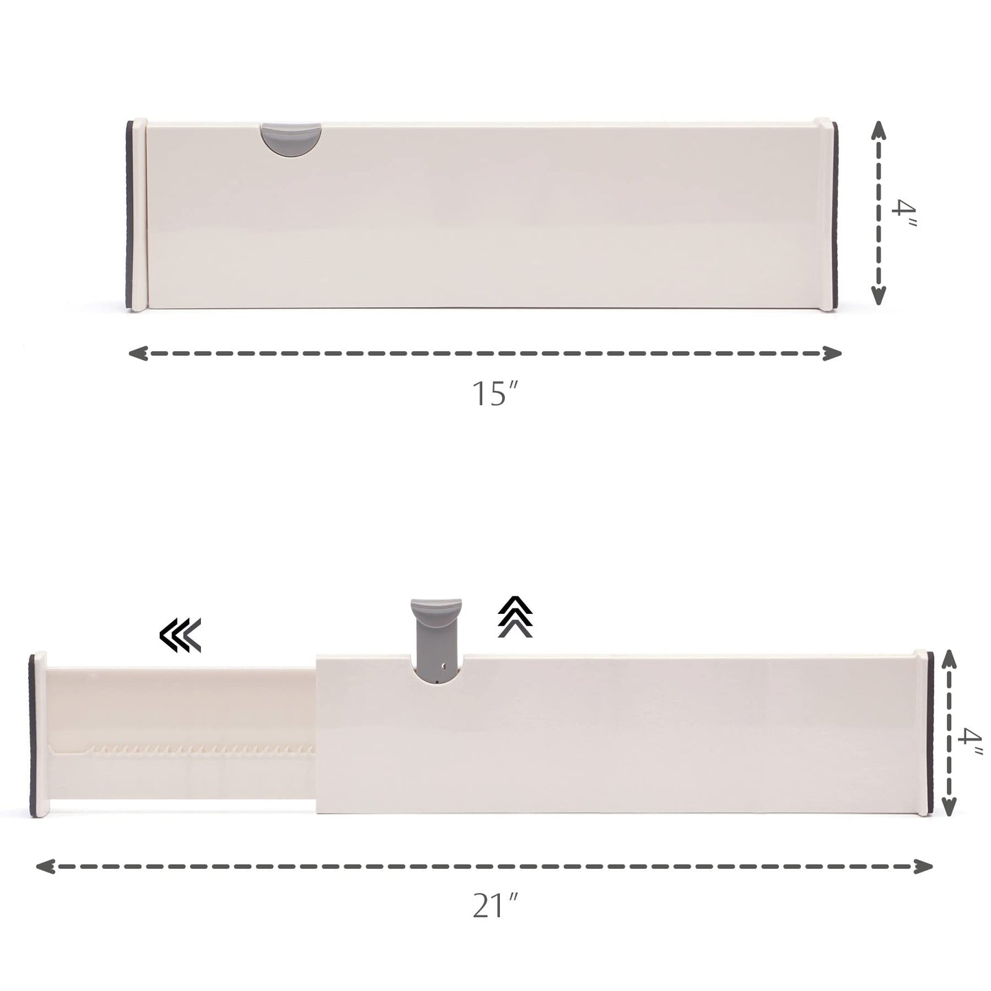 Set of 4 Adjustable Dresser Drawer dividers Organizers, Plastic Expandable Drawer Organization Separators for Kitchen, Bedroom, Closet, Bathroom, Clothing, Cabinet, Clothes, Underwear, Office, X-Large
