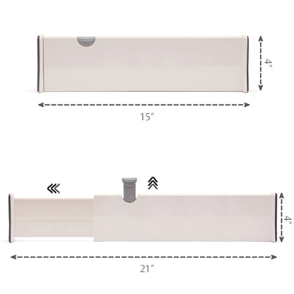 Set of 4 Adjustable Dresser Drawer dividers Organizers, Plastic Expandable Drawer Organization Separators for Kitchen, Bedroom, Closet, Bathroom, Clothing, Cabinet, Clothes, Underwear, Office, X-Large