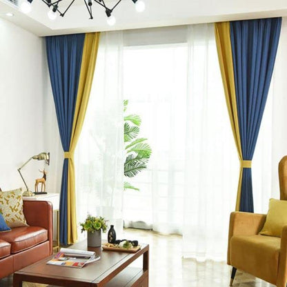 INtex CURTAINS HOUSE Velvet Sabia Modern Design Curtain – Two colors With Tie-backs - 2 Piece - Basic Tape Design 400W X 230L CM Gray*Yellow