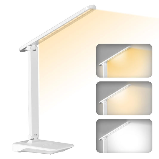 Diboniur LED Desk Lamp, Wireless with 2400 mAh Battery, 3 Temperature Modes & Brightness Adjustable 15-100%, Foldable, Touch Control, Eye Protection, for Bedside, Office, Children