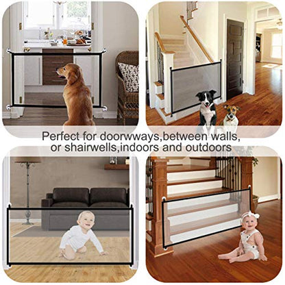 43.3" x 30.9" Dog gate,Pet Gate,Baby gate,Magic Gate Portable Folding mesh gate Safe Guard Isolated Gauze Indoor and Outdoor Safety Gate Install Anywhere for Dogs