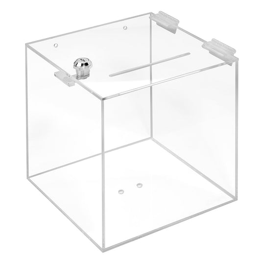 Acrylic Glass Box with Lock, Transparent Plexiglass Donation, Promotion, Competition Box, Lockable, Secure Fundraising and Feedback Collection