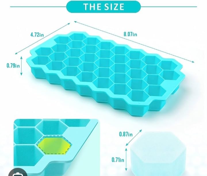 2 blue Ice Cube Trays with Removable Lids Silica Gel Ice Cube Mold BPA Free ???? ?????? ????? ????? ???? ??? ???? ??? ??? ???? ????? ?? ?????